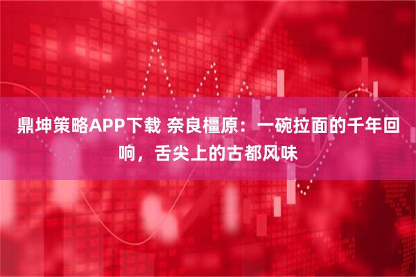 鼎坤策略APP下载 奈良橿原：一碗拉面的千年回响，舌尖上的古都风味